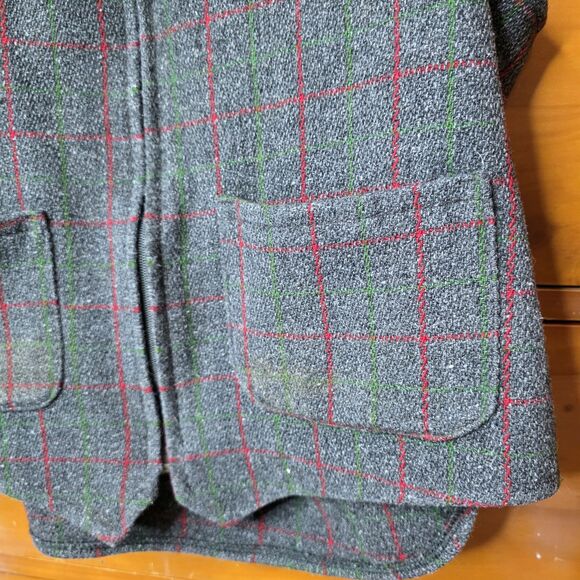 Vintage Johnson Woolen Mills Vest Size Large Wool Plaid Red Green Outdoor Zipper - Picture 5 of 12